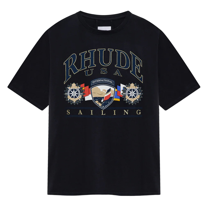 RHUDE International Sailing Tee – Black / Beige